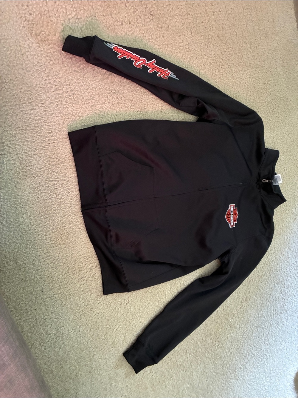 Harley-Davidson Black Sleeve Script Jacket with Red and White Logo